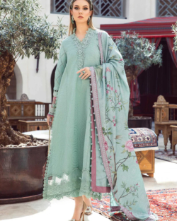 Light Green Linen Pakistani Party Wear