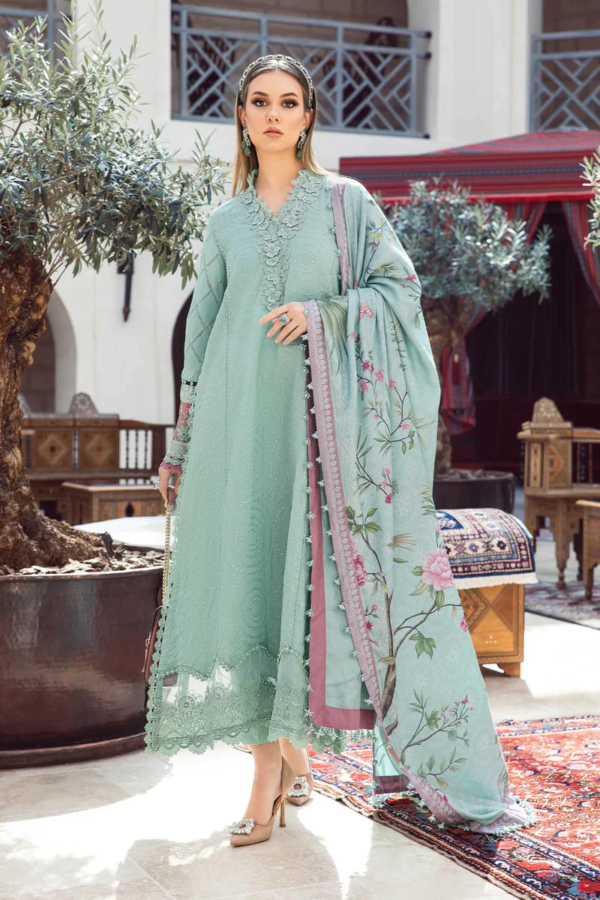 Light Green Linen Pakistani Party Wear