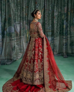 Red Bridal Dress Pakistani Angrakha Lehenga Wedding Outfit