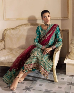 Pakistani Shalwar Kameez in Teal Green