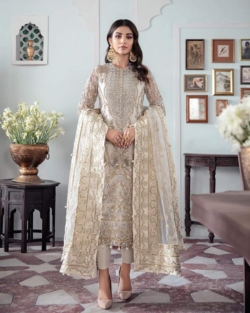 Organza Embroidered Pakistani Formal Shalwar Kameez