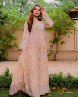 Pakistani Party Powder Pink Angrakha Frock