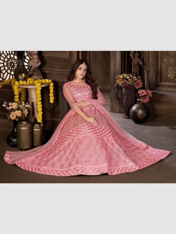 Traditional Pink Resham Lehenga Choli - Image 3