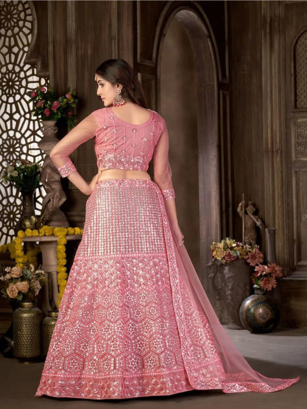 Traditional Pink Resham Lehenga Choli - Image 2