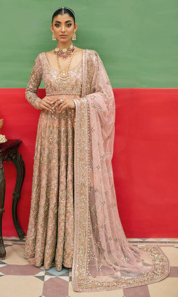 Soft Pink Pakistani Bridal Pishwas Frock