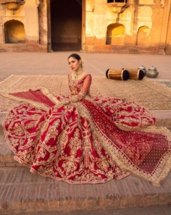 Pakistani Bridal Embroidered Lehenga Choli Outfit