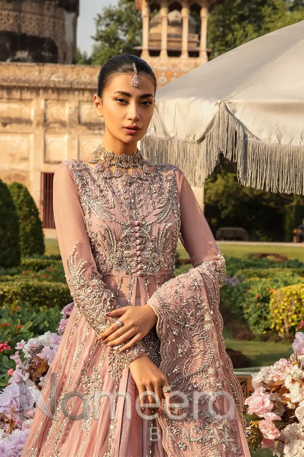 Pakistani Bridal Open Flared Gown Lehenga