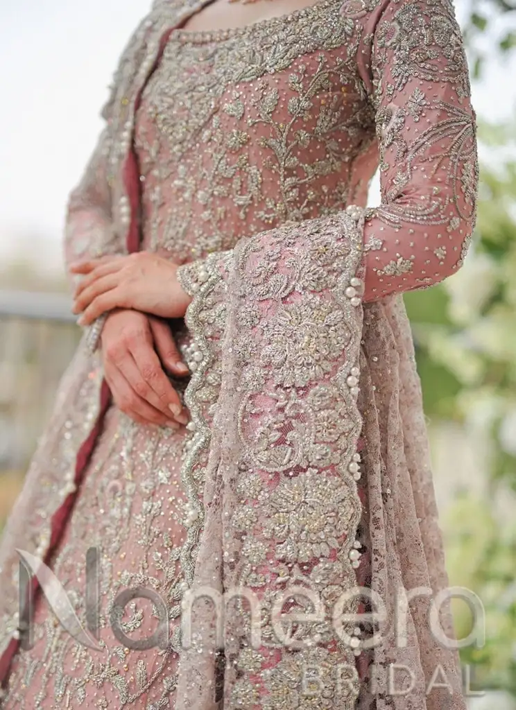 Pakistani Bridal Pink Farshi Lehenga Gown