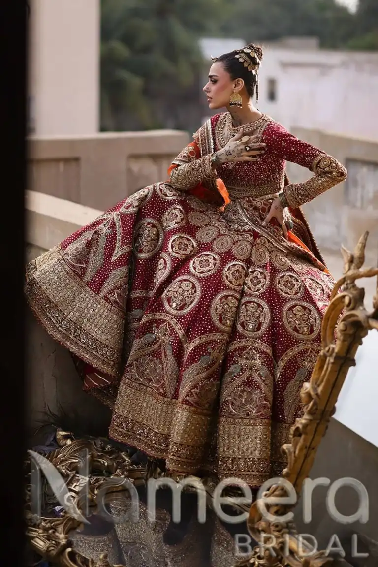 Bridal Double Dupatta Red Lehenga Choli - Image 2