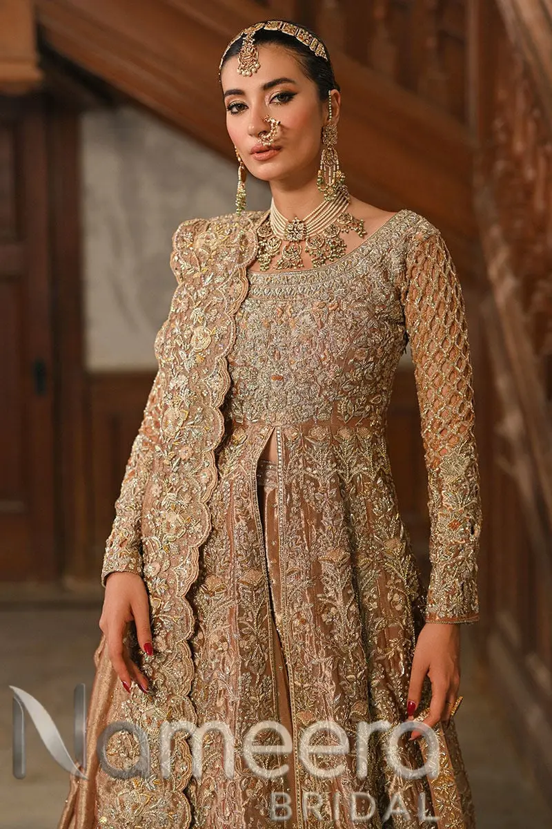 Pakistani Bridal Kalidar Open Gown Lehenga