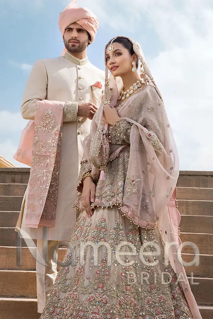 Latest Pakistani Bridal Gold Lehenga Shirt