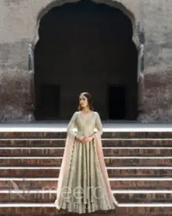 Majestic Pakistani Bridal Gown in Lehenga Frock Design
