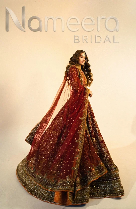 Pakistani Bridal Royal Maroon Lehenga Choli