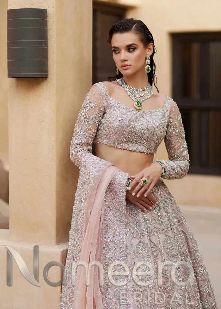 Pink Bridal Lehenga Choli Dress with Matching Dupatta