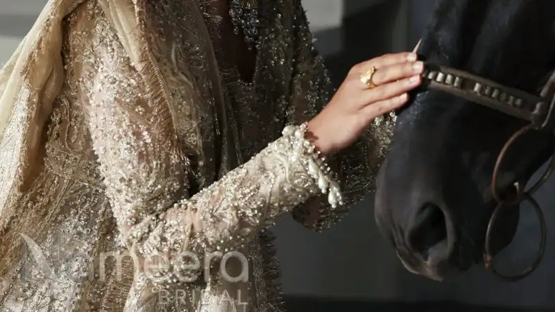 Heavily Embellished Gold Frock and Lehenga Bridal Dress