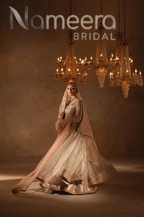 Pakistani Bridal Embellished Angrakha Pishwas Lehenga