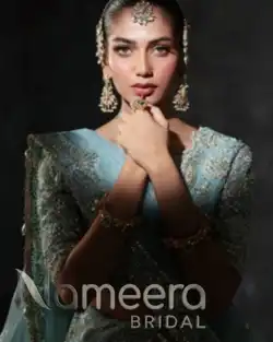 Stylish Turquoise Choli and Lehenga Pakistani Bridal Wear