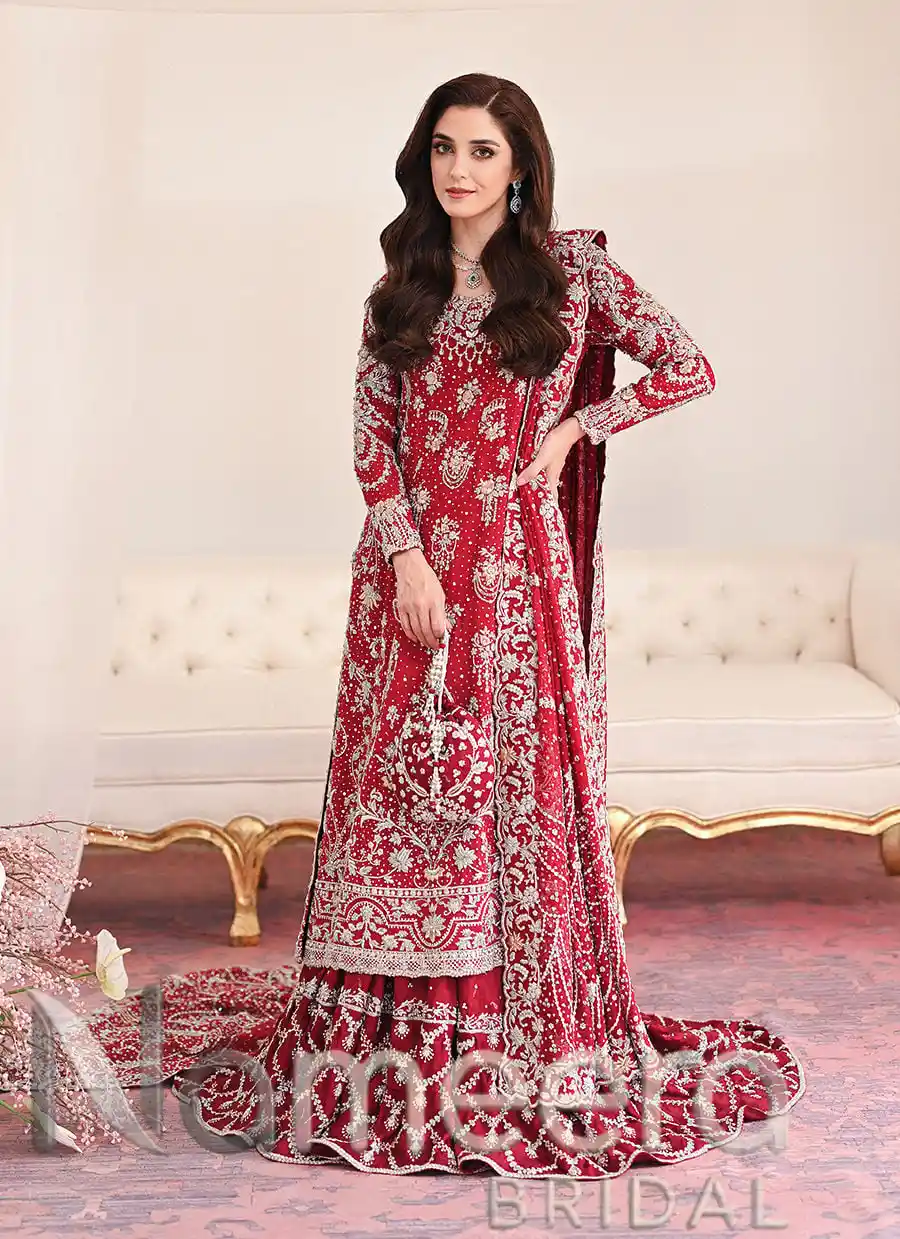 Pakistani Bridal Deep Red Farshi Lehenga Outfit