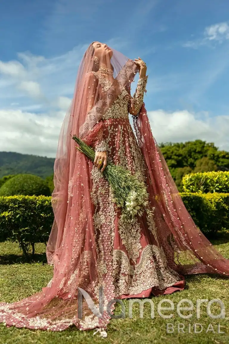Graceful Tea Pink Pakistani Bridal Gown