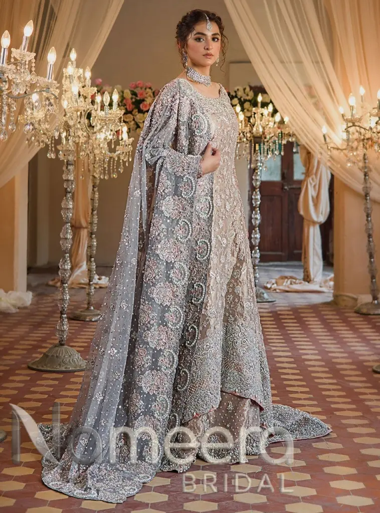 Pakistani Bridal Rose Gold Sharara Gown