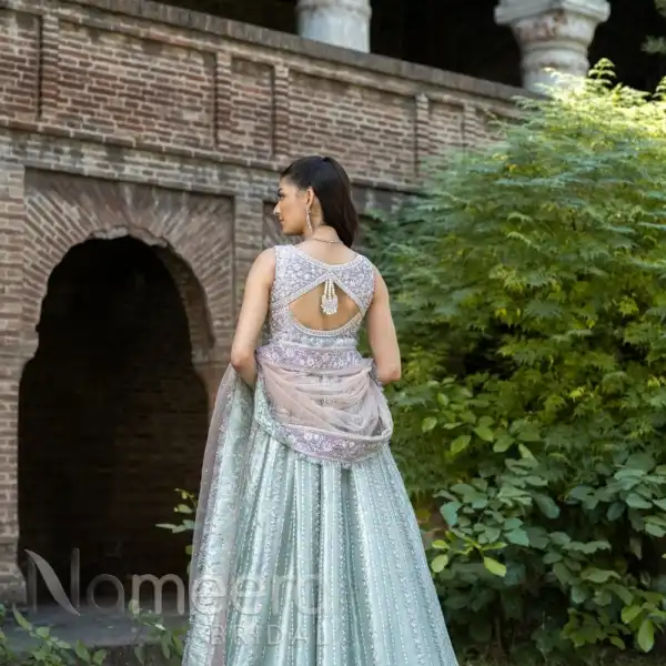 Latest Pakistani Bridal Tissue Gown Lehenga Wedding Dress