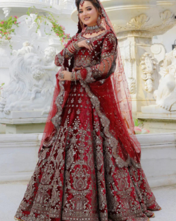 Traditional Indian Bridal Velvet Weighty Zari Lehenga Choli