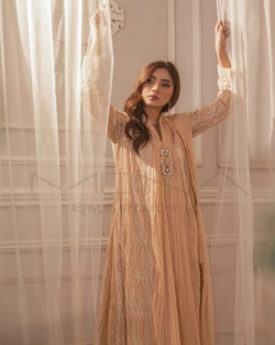 Peach Color shirt with Chiffon Dupatta