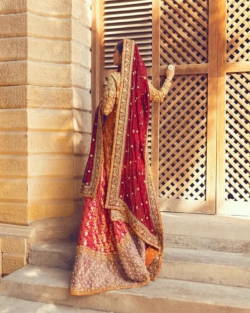 Pakistani Wedding Dress Red Golden Kameez Lehenga Outfit