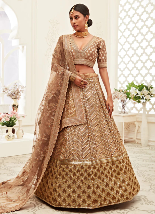 Indian Bridal Slub Silk Lehenga Choli