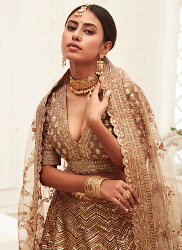 Indian Bridal Slub Silk Lehenga Choli - Image 2