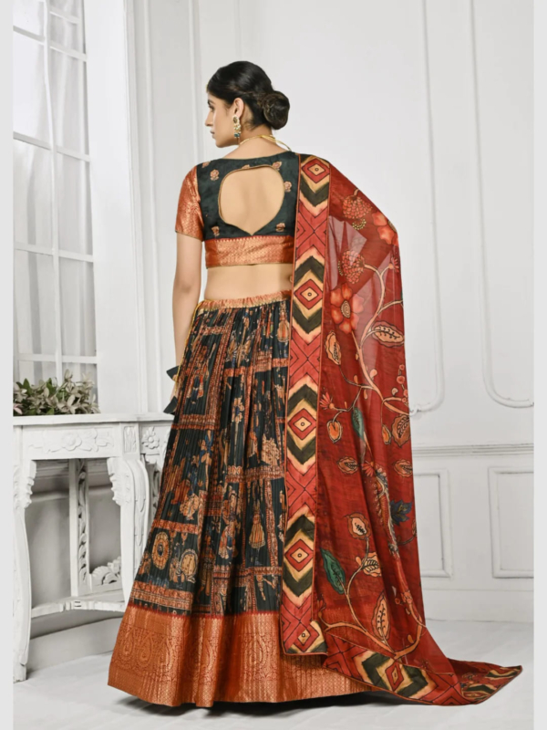 Printed Silk Kalamkari Lehenga Choli - Image 2