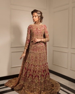 Pakistani Bridal Red Net Lehenga Gown Pakistani Wedding Outfit