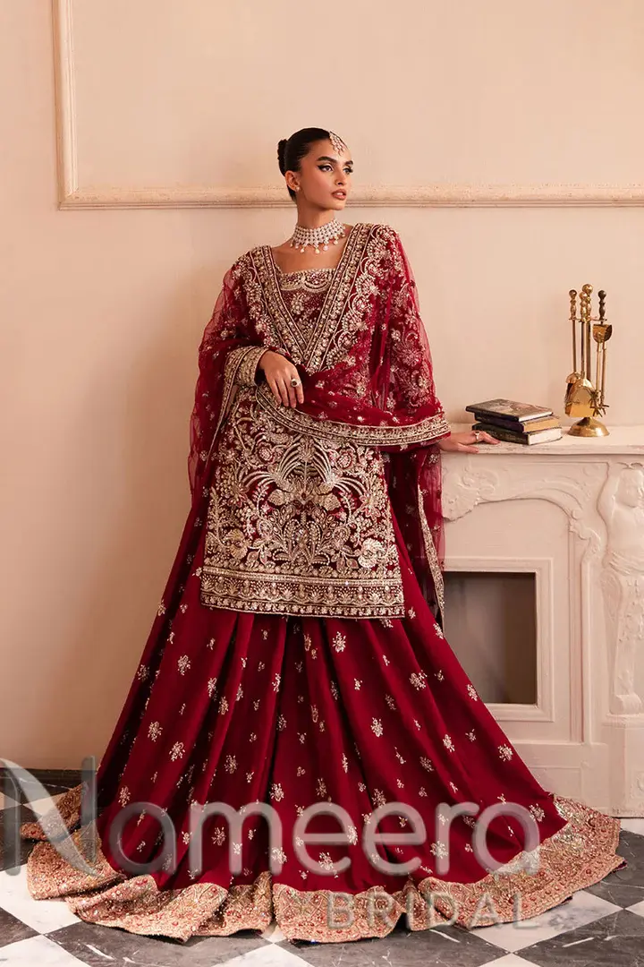 Pakistani Bridal Red Kameez and Gharara