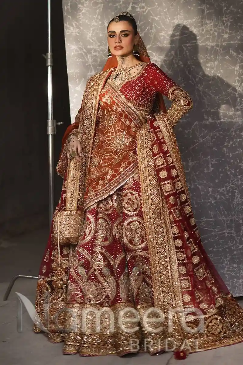 Bridal Double Dupatta Red Lehenga Choli
