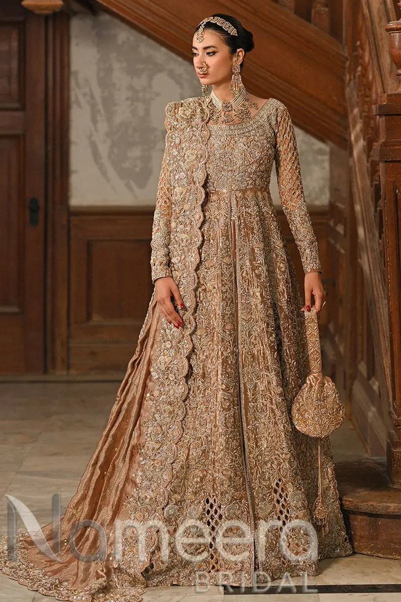 Pakistani Bridal Kalidar Open Gown Lehenga