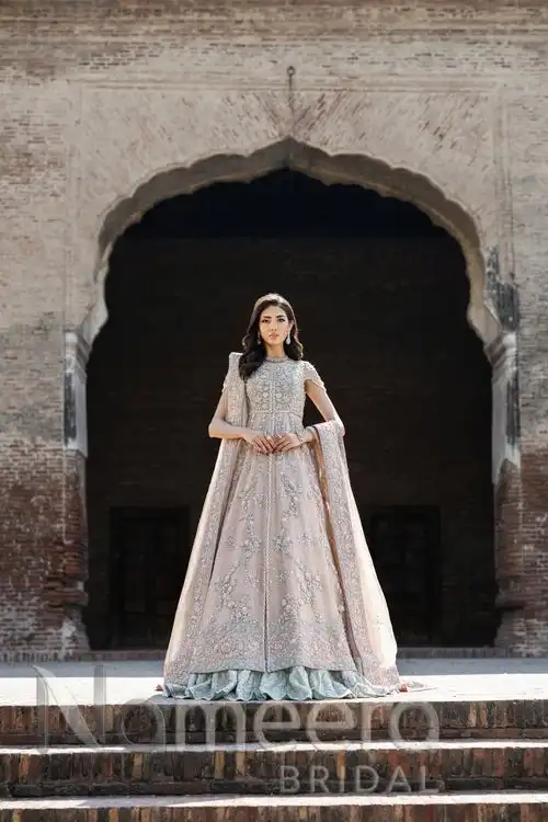 Pakistani Bridal Royal Gown Lehenga In Pink