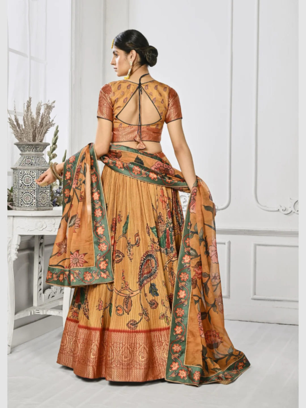 Floral Mustard Kalamkari Lehenga Choli - Image 2