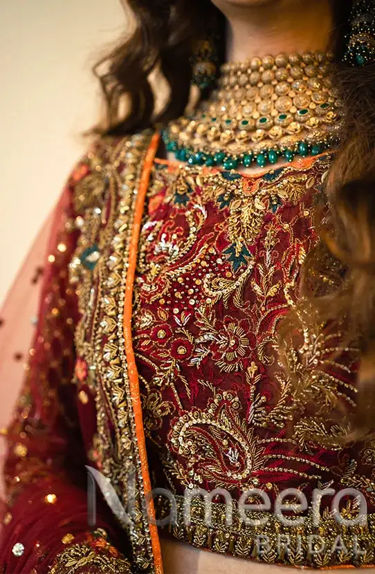 Pakistani Bridal Royal Maroon Lehenga Choli