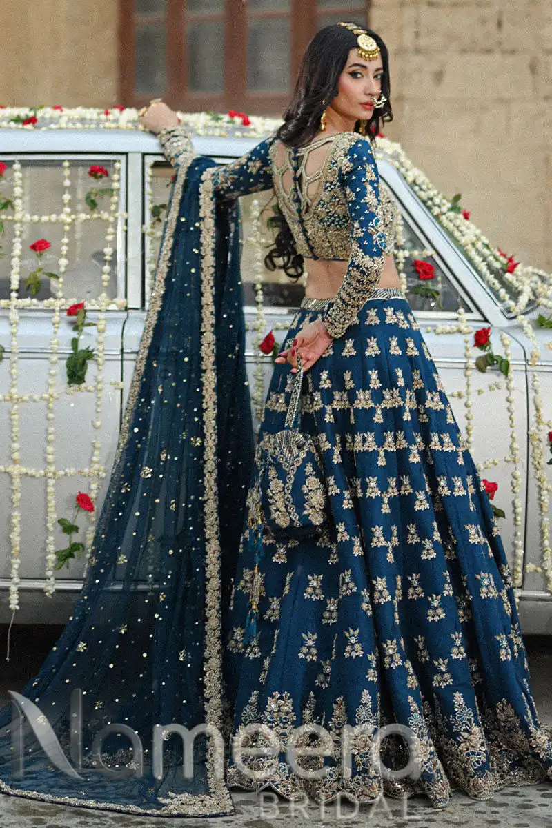 Latest Pakistani Bridal Teal Lehenga Choli