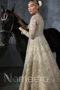 Heavily Embellished Gold Frock and Lehenga Bridal Dress
