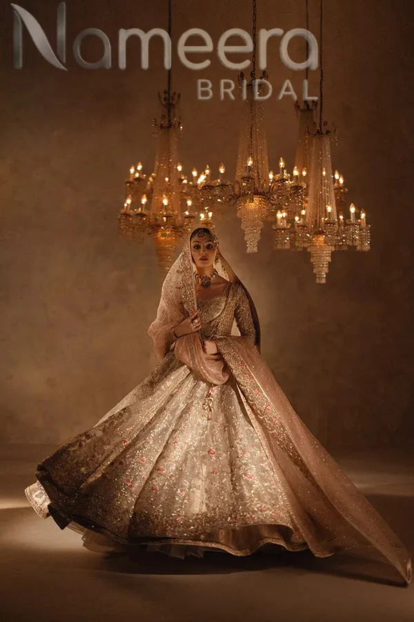 Pakistani Bridal Embellished Angrakha Pishwas Lehenga