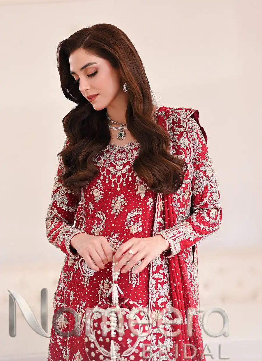 Pakistani Bridal Deep Red Farshi Lehenga Outfit