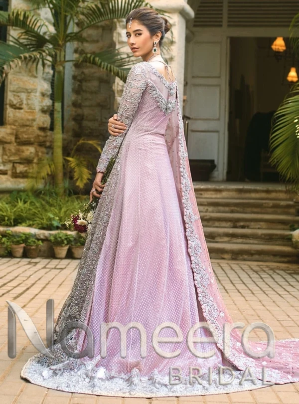 Pakistani Bridal Pink Open Sharara Gown