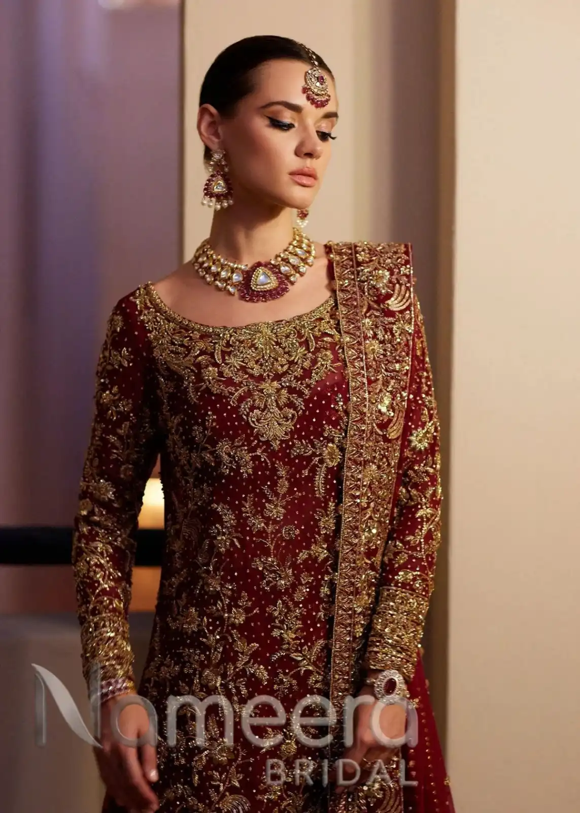 Classic Red Wedding Gharara Pakistani Bridal Outfit