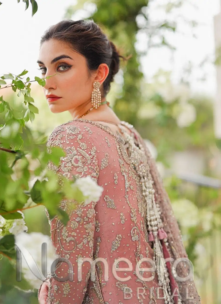 Pakistani Bridal Pink Farshi Lehenga Gown