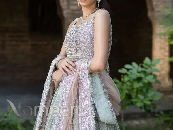 Latest Pakistani Bridal Tissue Gown Lehenga Wedding Dress
