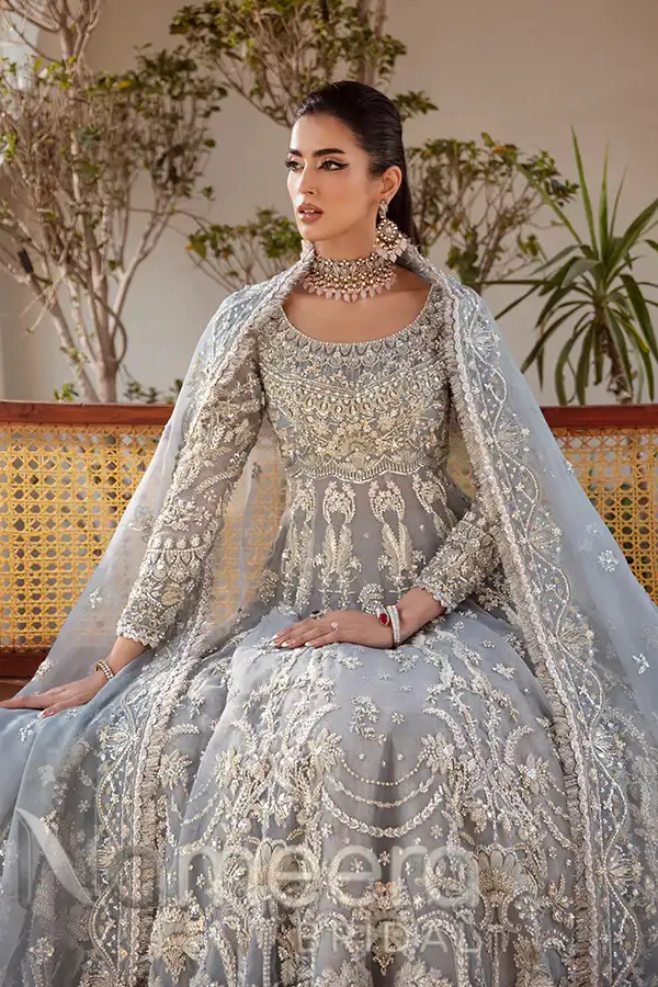 Pakistani Wedding Bridal Blue Gown Lehenga