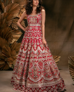 DEEP RED INDIAN BRIDAL GOWN