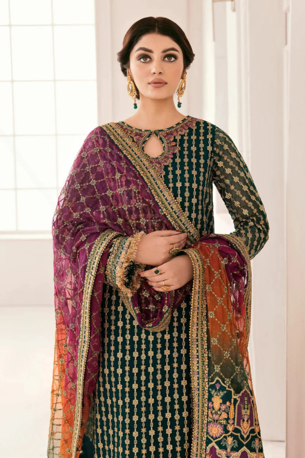 Pakistani Party Green Kameez Purple Salwar
