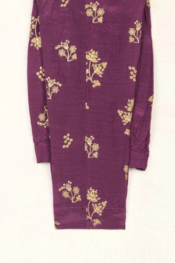 Pakistani Party Green Kameez Purple Salwar - Image 5